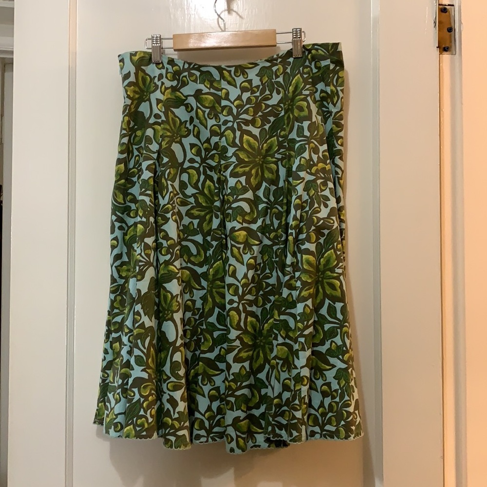 Merona Blue & Green Floral print cotton skirt - Picture 2 of 8